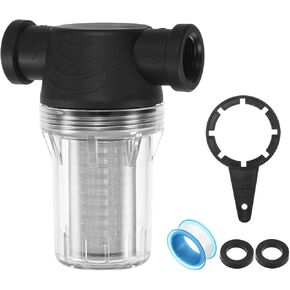Water Pump Strainer with 20 Mesh Stainless Steel Filter Screen, 1/2" Inch Female NPT in-line Strainer for Garden Hose Outdoor RV Water Tank Pressure Washer [Black]