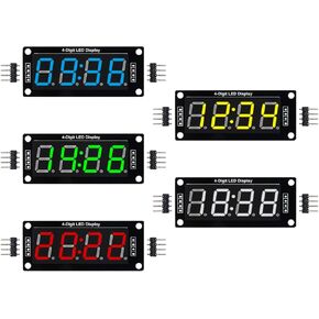5PCS TM1637 0.56" LED Display Digital Tube Decimal 7 Segment 4 Digit Clock Double Dots Module Serial Driver Board 5 Colors Red Green White Yellow Blue