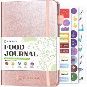 Food Journal for Weight Loss, Meal Planner & Daily Food Wellness Diary to Count Calories Nutrient Intake,Weight Loss Journal to Track Health, Achieve Diet Fitness Goals (A5 size)-Rose Gold