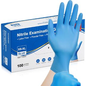 Schneider Nitrile Exam Gloves, Blue Disposable Gloves, Medical Grade, Food Grade, Latex Free, Powder Free