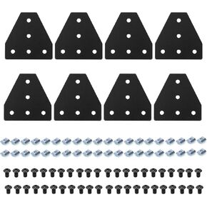 2020 Aluminum Extrusion Connector Bracket Set Included 8PCS Joint Plates,1Pcs M3 Wrench,40Pcs M5 T-Slot Nuts and 40Pcs M5x8mm Screws for 2020 Series Aluminum Profile 3D Printer Frame