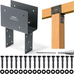 2pc 6x6 (Actual Post/5.5"x5.5" Beams/3.5"x5.5") Post Cap Tie Bracket, Stainless Steel Wood Beam Support Bracket, for Gazebos, Patio Decks, and Porches Wood Post to Beam Support (Dark Ggray)