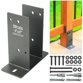 1pcs 6" x 6" (Actual: 5.5 x 5.5) Stainless Steel Post Base, Post Anchor Bracket, Concrete Support Anchor Base for Deck Railing, Fences, Mailboxes, Pavilions, Deck Porches, etc (Dark Gray)