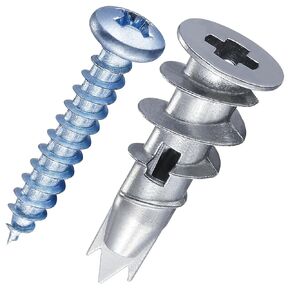 200pcs #8 Self Drilling Drywall Plastic Anchors with Screws Wall Anchors,New White Material，100PCS Wall Anchor and 100PCS Screws for Drywall, 75LB Hanging and Mounting