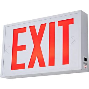 TANLUX New York Approved Emergency Exit Sign, Red Exit Sign with Steel Housing, Hardwired with Battery Backup, AC 120/277V, Single and Double Faces, UL Listed