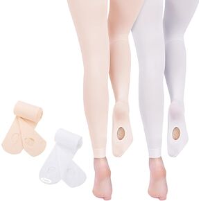 Buauty Ballet Tights for Girls, Convertible Transition Dance Tights, Toddler Ballet Leotard Ultra Soft Footed for Kids
