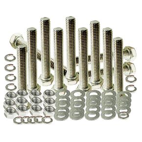 304 Stainless Steel Hex Bolt Set, 1/4"-20 X 2-1/2" Bolts with Nuts, Lock Washers, Flat Washers, 10 Set/Bag