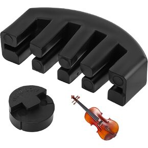 2Pcs Rubber Violin Mute, Claw & Round Tourte Style Violin Practice Mute Set, Full Size Violin Cello Mute, Silent Viola Mute Tool for Musician Beiginner Music Reduce Accessories (Black)