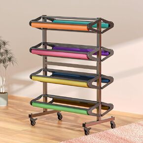 Art Paper Roll Dispenser, Paper Roll Holder Rack and Cutter for Craft Paper Butcher Paper Art Paper Gift Paper Vinyl Storage Holder Holds Eight, 36inx9in Paper Roll Holder for Classroom Studio Store