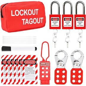 Lockout Tagout Kit, WenzhiIoT Lock Out Tag Out Kits Electrical, Clamp On Universal Circuit Breaker Lockout, Hasps, Loto Tags, Loto Locks Sets(2 Key Per Lock), Zip Ties for Safe Electrical Locking
