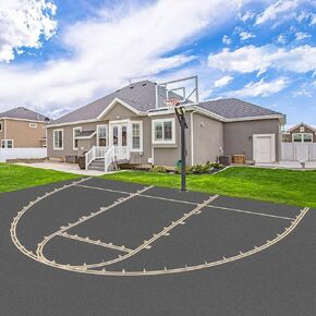 Reusable Basketball Court Marking Kit Foldable Design Basketball Court Stencil Kit for Concrete, Asphalt, Tiles, Driveway or Backyard - No Paint Included
