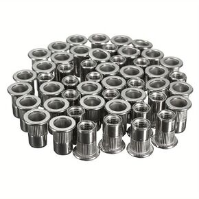 Metric Rivet Nut Tool Kit(150Pcs), Flat Head Metric Aluminum Alloy M3 M4 M5 M6 M8 Threaded Insert Nut Assortment Kit