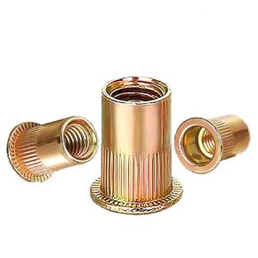 Rivet Nut 1/2"-13 UNC 20Pcs Yellow Zinc Plated Finish Flat Head Rivnut Threaded Insert Nut Knurled Body (Yellow 1/2"-13)