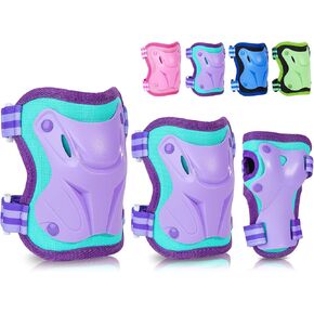 FIODAY Knee Pads for Kids Knee Elbow Pads Wrist Guard Protective Gear Set with Drawstring Bag Adjustable Kids Knee Pads for 3-8-12 Years Girls Boys Biking Scooter Skateboard