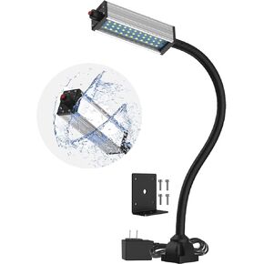 Magnetic Work Light, Led Machine Light, 44 LEDs Waterproof Magnetic Work Light with 19 inch Electroplated Gooseneck IP66 Waterproof 800 Lumen 120 Volt for Lathe Machine Tools Workbench