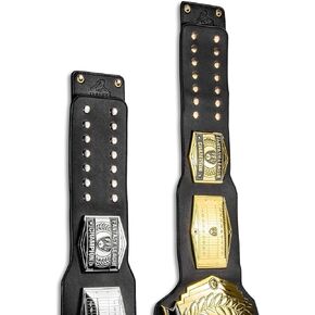 TrophySmack Championship Belt Vertical Wall Mount, Hanging Display - Black Leather