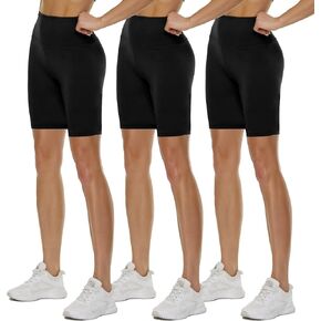 3 Pack High Waisted Biker Shorts for Women – 3"/ 5"/ 8" Black Workout Yoga Compression Novelty Shorts for Running