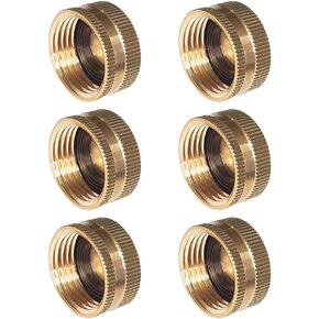 HQMPC Garden Hose Cap with Washer Brass Hose End Garden Hose Connector Brass Cap 3/4" NH 6Pcs Garden Hose Female Fitting Cap