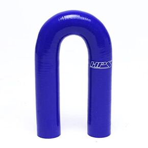 HPS 1-1/8" ID, Silicone 180 Degree U Bend Elbow Coupler Hose, High Temp 4-Ply Reinforced, Leg Length on Each Side: 4-1/2", 60 Psi Max. Pressure, SEC-8834-BLK, Silicone, Blue