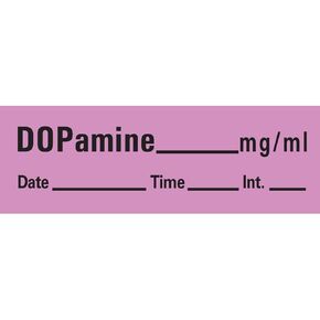 PDC AN-47 Anesthesia Removable Tape with Date, Time & Initial, Dopamine Mg/Ml, 1/2" Width, 500" Length, 333 Imprints, Violet