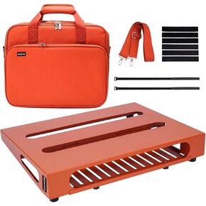Guitar Pedal Board 13.8" x 11" with Carrying Bag, Built-in Power Supply Mounting Plate (Vibrant Orange)