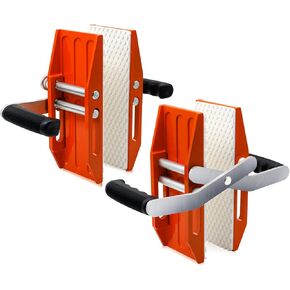 2 Pieces Granite Carrying Clamps with White Rubber-lined, Double Handed Stone Panel Carry Lifter Tools, Heavy Duty lifting clamps for Marble, Glass, Slabs and Plywood