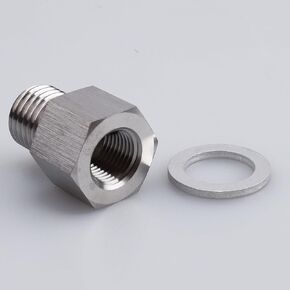 Reducing Bush Female 1/8 NPT to Male Metric M12 x 1.5mm Adapter Stainless Steel