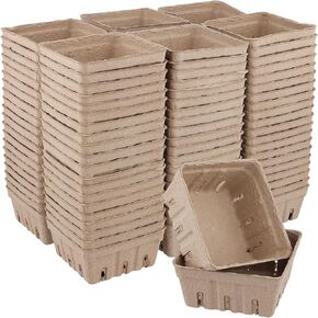 120 PCS Brown Berry Baskets, 3.7×1.7 Inch Paper Pulp Fruit Baskets, Strawberry Paper Baskets for Hold Different Fruit