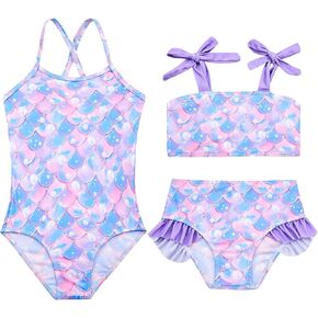 Toddler Girls Swimsuit Two Sets Matching Bikini Set Bathing Suits Tikini 2-6T Adjustable Strap Summer Beach