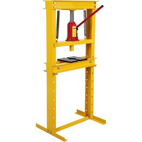 Hydraulic Press 12 Ton Hydraulic Shop Press, H-Frame Garage Floor Benchtop Press Adjustable Shop Press with Plates, Adjustable Working Table Height, for Gears and Bearings, Yellow