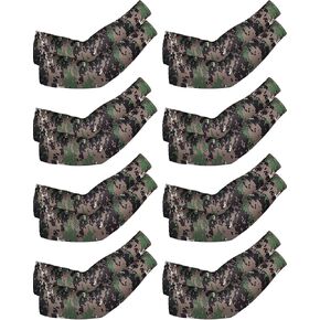 8 Pairs Unisex UV Protection Arm Cooling Sleeves Ice Silk Arm Cover (Camouflage, Ice Silk)