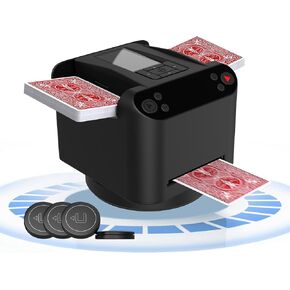 Automatic Card Shuffler and Dealer 2-in-1, 360°/180°Rotating Dealer with Wireless Remote Control, Supports 1-12 Players Poker Shuffler, Suitable for UNO, Poker, Phase 10, Skip-Bo, Blackjack in Saudi Arabia