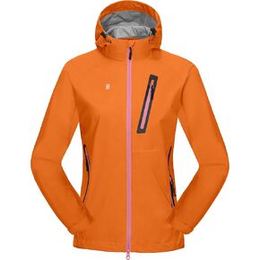 Little Donkey Andy Women's High-performance Waterproof Rain Jacket Ultra Lightweight Outdoor Rain Coat Shell Orange M