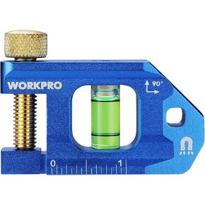 WORKPRO Conduit Bending Level, Magnetic Torpedo Level, Pipe Level, Bubble Vials for 0°/90°/30°/45° Measurements, Aluminum Alloy Construction, 6.3-inch, Cobalt Blue