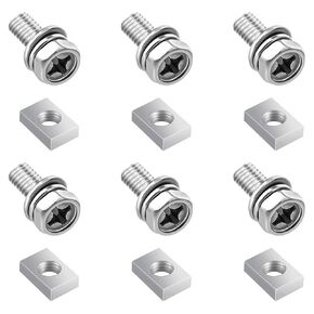 smseace 60Pack 304 Stainless Steel Battery Bolts and Nuts 5-Sizes M6x10/12/16/18/20mm ATV Battery Bolt Motorcycle Battery Terminal Screws with Square Nuts for ATV Battery Bolts and Nuts Square