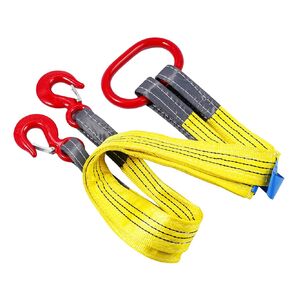 Lifting Slings Straps with Hooks, 3.3 Feet Two Leg Bridle Web Sling, 13227 Pounds Capacity, Polyester Webbing Rigging Straps for Engines, Cranes, Hoists