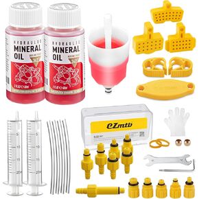Brake Bleed Kit for Shimano, TEKTRO, TRP Hydraulic Disc Brakes, Brake Fluid Bleeder Kit with Performance Mineral Oil Brake Fluid 120ml/4oz, Adapters for Most MTB/Road Bike Brake (Upgraded)