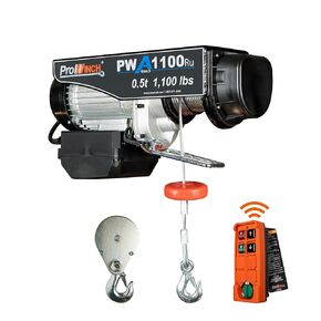 Prowinch 1/2 Ton 1100 lb Electric Wire Rope Hoist 110V 120V-38 ft Lifting Height, Single Speed 1-Phase, H1 Medium or Heavy-Duty, Wireless Remote Control for Home, Attic Lifting, Garage & Warehouse