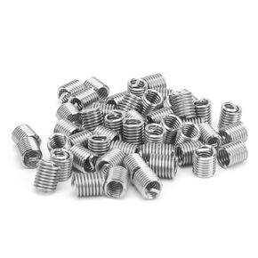 50pcs Wire Thread Insert Kit, 304 Stainless Steel NPT UNC 1/4in‑20 x 1-3D Screws Sleeve Assortment Helical Type Coiled for Automotive Repairs(2D After Installation)