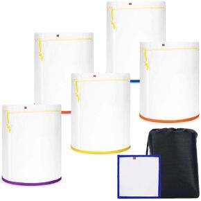 Straining Bags,all mesh filter Bags 5 Gallon - 5pack Mesh Filter Bags Home Drawstring Bag Pouch Filter micron Bags Micrometer Strainer Bags, with Filter Screen and Storage Pouch (220 to 25-Micron)