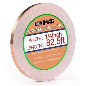LOVIMAG Copper Foil Tape, Conductive Copper Tape 4 Sizes (0.2/0.24/0.3/0.4Inch) x82.5FT, Copper Tape Conductive Adhesive for Stained Glass Supplies, Guitar and EMI Shielding, Electrical Repairs.