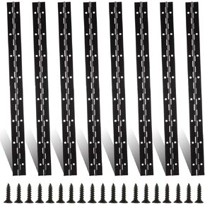 8 PCS 16 Inch Heavy Duty Piano Hinge, 0.04" Thickness Folding Continuous Hinge, 1.2" Open Width Black Metal Piano Hinges for Cabinets, Doors, Window
