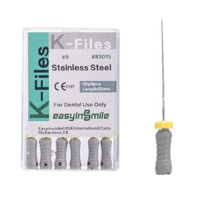 Dental Endo Root Canal Hand Use File K-FILES Stainless Steel 25MM 1 Pack (#8)