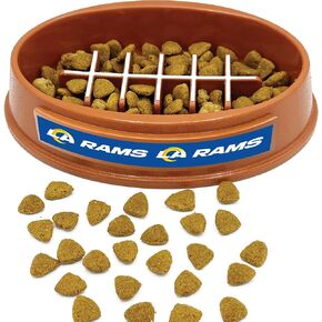 NFL Super-Bowl - Los Angeles RAMS Slow Feeder Dog Bowl. Football Design Slow Feeding Cat Bowl for Healthy Digestion. Non-Slip Pet Bowl for Large & Small Dogs & Cats