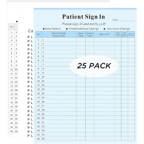 Patient Sign in Label Forms, Joyfulmap 25 Patient Sign in Sheets，25 Peel Off Adhesive Labels/Sheet, Compliant for Confidentially in All Medical Offices, Doctors, Clinic, Blue, 8-1/2" x 11"