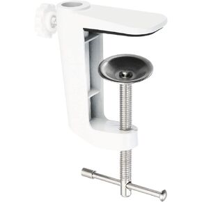 PATIKIL 0.29"/0.47" Hole Dia. Desk Table Mount Clamp, Universal C Shape Desk Clamp with Adjustable Screw for Microphone Arm Lamp Stand, White