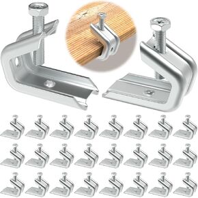 1/4" x 20 Beam Clamp Zinc Plated Steel Beam Clamp Heavy Duty Pressed Beam Clamp Beam Clamp for Threaded Wire Ring for Flanges Strong with Harden Point Screws (25Pcs)