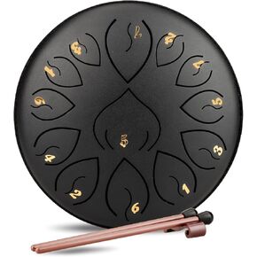 Rain Drum for Outside Garden- 13 Note 6.8 Inch Steel Tongue Drum, Chakras Steel Drum for Sound Healing Instruments, Music Gifts for Musicians, Rain Music Maker Outside with Drum Mallets for Adults
