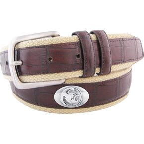 NCAA Florida State Seminoles Croc Leather Webbing Concho Belt, Brown, 36-Inch