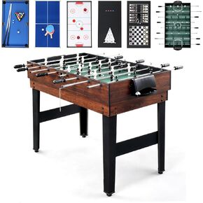 PEXMOR 10-in-1 Multi Game Table for Adults, Combo Game Table for Game Room, 48" Game Table Set for Family w/Hockey, Foosball, Pool, Ping Pong, Shuffleboard, Chess, Checkers, Bowling, Backgammon